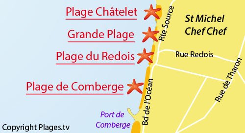 Carte de la plage du Chatelet à St Michel Chef Chef