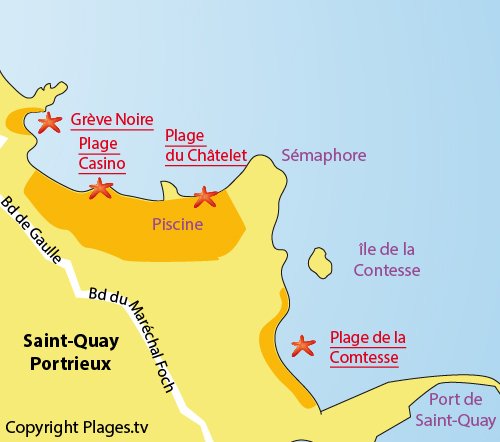 Map of Chatelet Beach in St Quay Portrieux