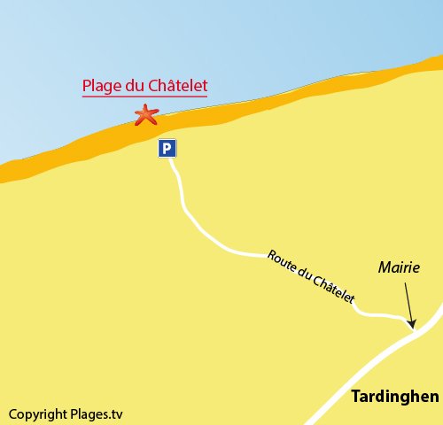 Carte de la plage du Chatelet à Tardinghen