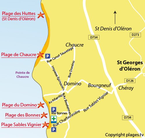 Plan de la plage de Chaucre sur l'Ile d'Oléron