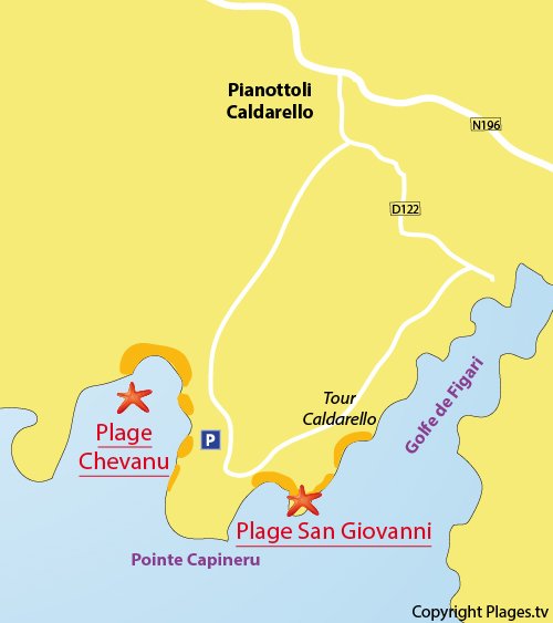 Map of Chevanu Beach in Corsica