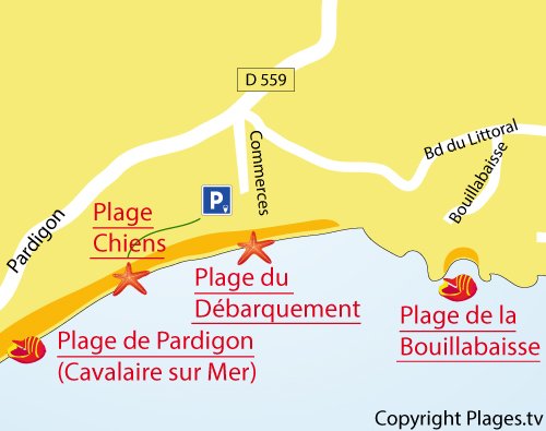 Carte de la plage des Chiens à La Croix Valmer