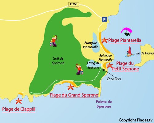 Carte de la plage de Ciappili à Bonifacio