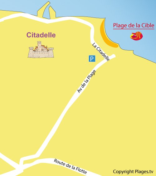 Map of Cible Beach in St Martin de Ré in France