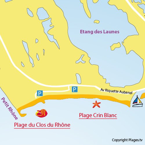 Mappa - Spiaggia Clos du Rhône a Saintes Maries de la Mer - Francia