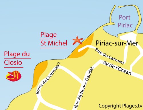 Carte de la plage du Closio à Piriac