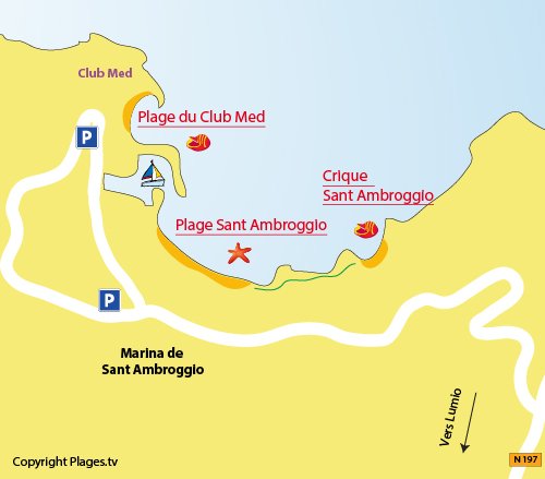 Mappa della Spiggia del Club Med di Sant'Ambroggio (Corsica)