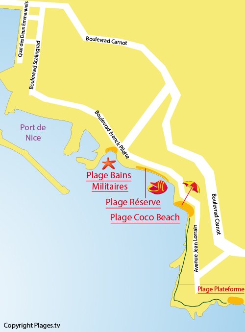 Carte de la plage de Coco Beach à Nice