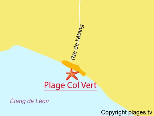 Carte de la plage du Col Vert à St Girons - Lac Léon