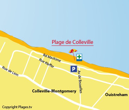 Carte de la plage de Colleville en Normandie