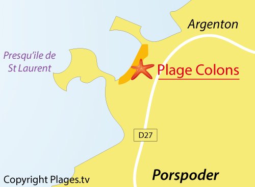 Carte de la plage des Colons à Porspoder