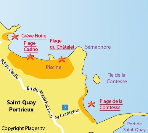 Plan de la plage de la Comtesse à Saint Quay Portrieux