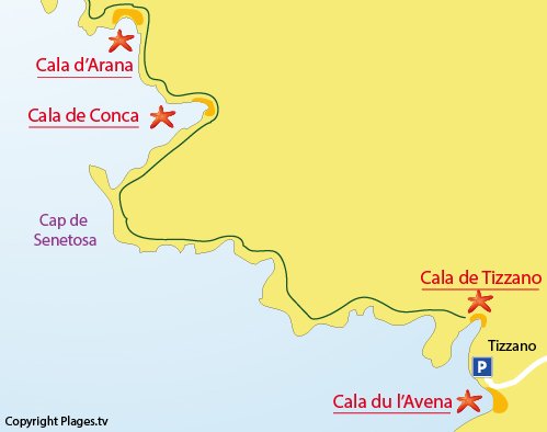 Map of Cala of Conca in Sartène