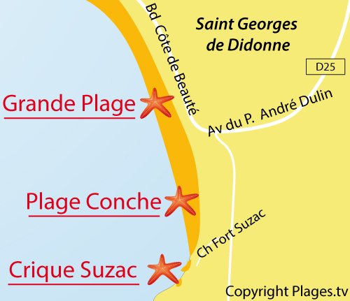 Carte de la plage de la Conche à St Georges de Didonne