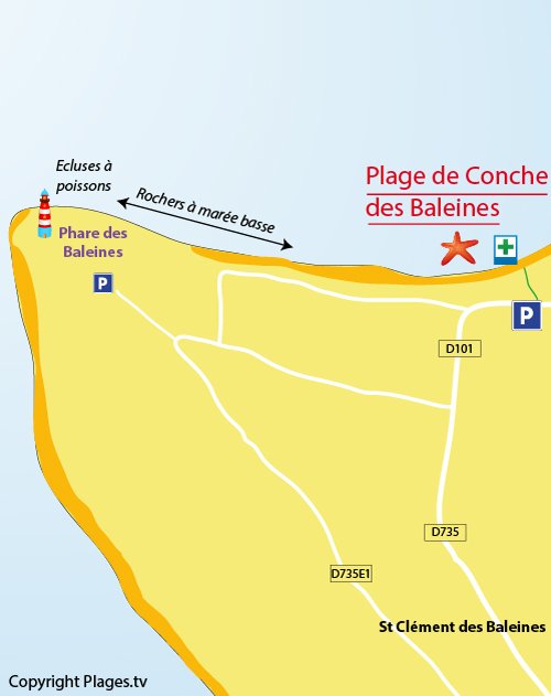 Map of Conche des Baleines Beach in Re Island - France