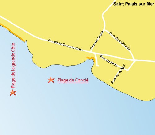 Map of Concie Beach in Saint Palais sur Mer