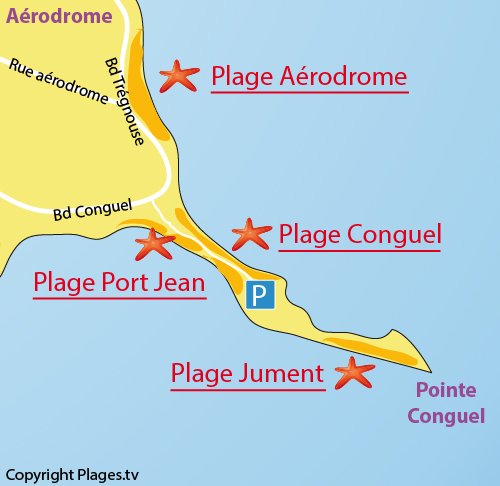 Carte de la plage de Conguel à Quiberon