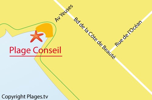 Carte de la plage du Conseil à Vaux sur Mer