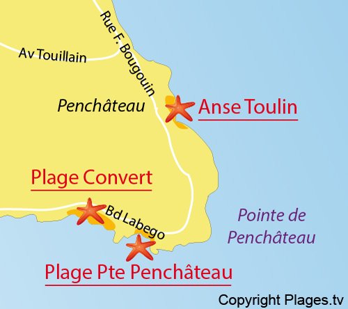 Map of Convert Beach in Pouliguen