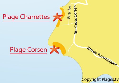 Carte de la plage de Corsen à Plouarzel