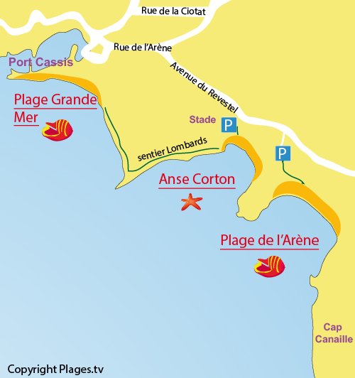 Karte Strand Corton von Cassis