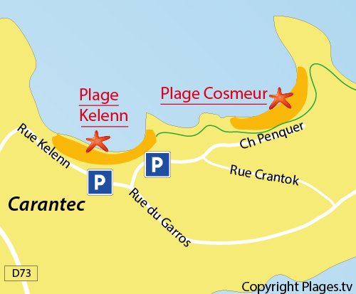 Map of Cosmeur Beach in Carantec