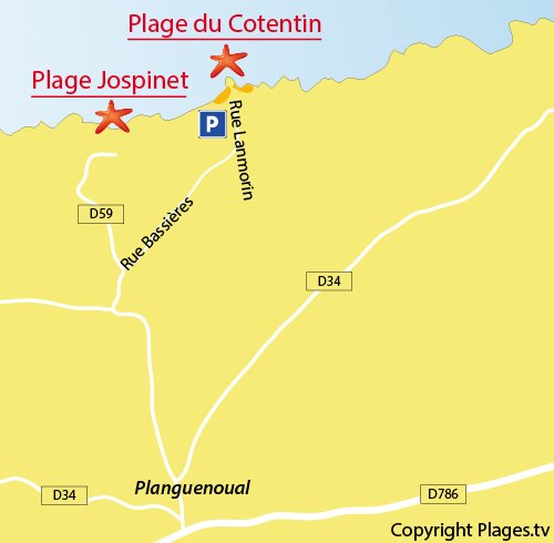 Carte de la plage du Cotentin à Planguenoual
