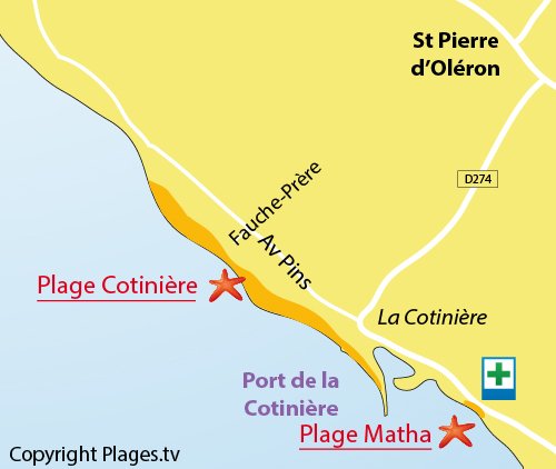 Map of Cotinière Beach in Oléron