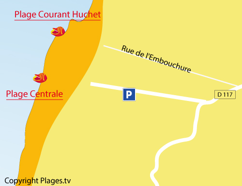 Localisation de la plage du Courant d'Huchet à Moliets et Maa