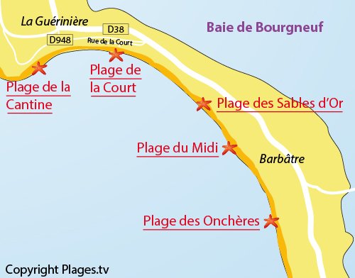 Carte de la plage de la Court - Noirmoutier