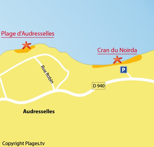 Map of Cran du Noirda Beach in Audresselles