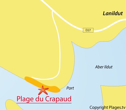 Carte de la plage du Crapaud à Lanildut