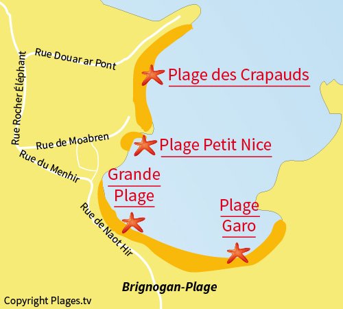 Map of Crapauds Beach in Brignogan