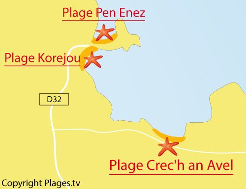 Carte de la plage de Crech an Avel à Plouguerneau