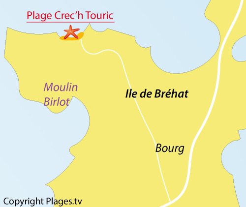 Carte de la plage de Crec'h Touric à Bréhat