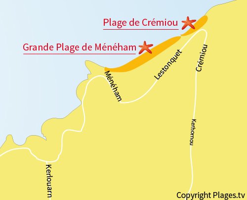 Mappa della spiaggia di Crémiou a Kerlouan