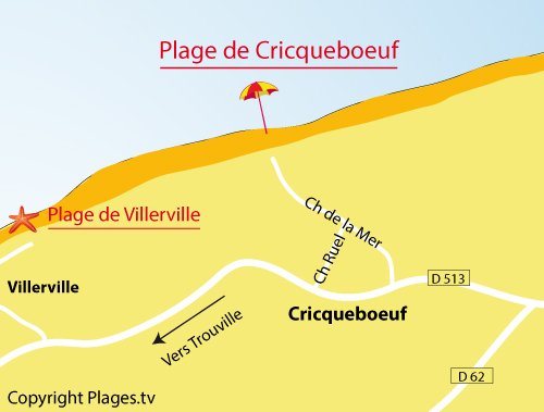Carte de la plage de Cricqueboeuf