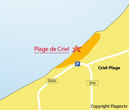 Map of Criel sur Mer beach