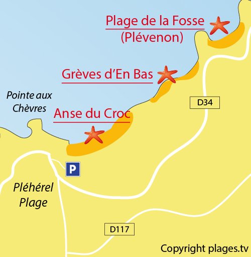 Carte de la plage du Croc à Fréhel