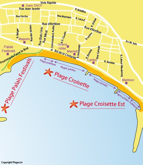 Map of the Croisette Beach in Cannes