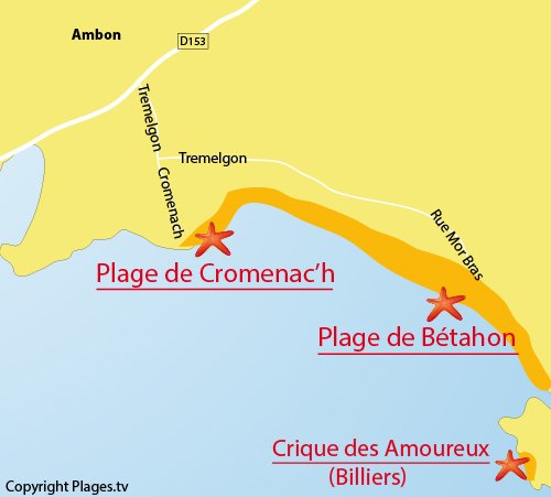 Carte de la plage de Cromenac'h à Ambon