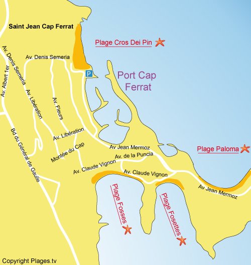 Map of Cros Dei Pin Beach in Cap Ferrat