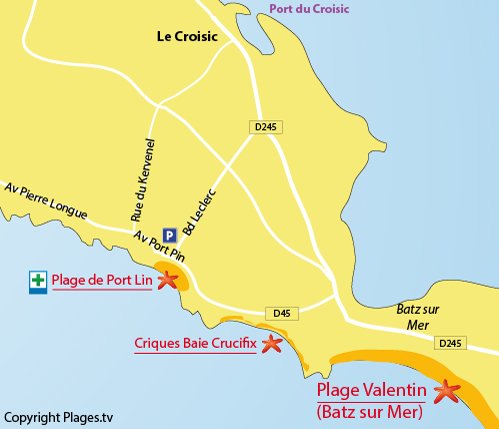 Mappa della Cale della Baia di Crucifix a Le Croisic