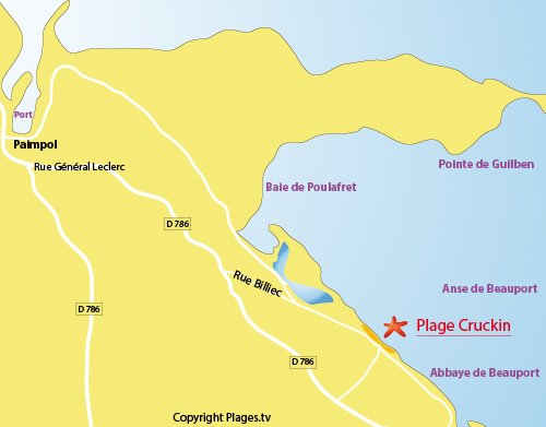 Plan de la plage du Cruckin à Paimpol