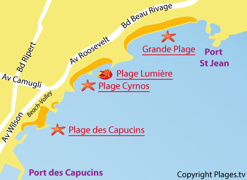 Plan de la plage de Cyrnos à La Ciotat