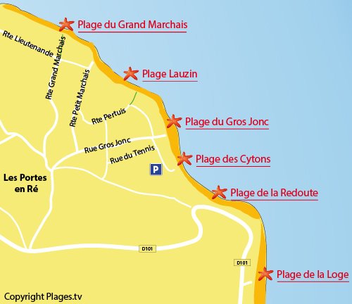 Carte de la plage des Cytons aux Portes en Ré