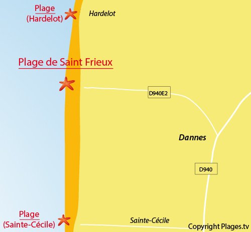 Carte de la plage de Dannes