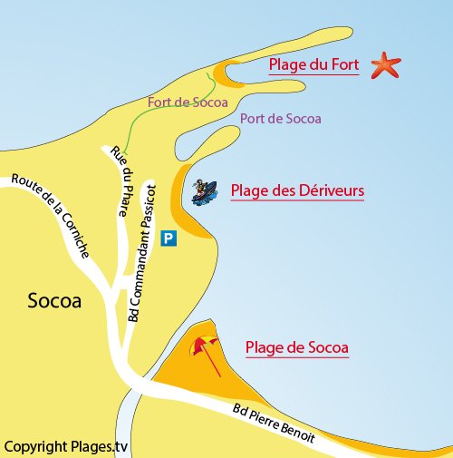 Map of Dériveurs Beach in Socoa