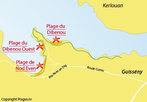 Carte de la plage de Dibennou Ouest à Guissény