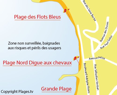 Carte de la plage de la Digue aux Chevaux de St Jean de Luz